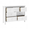 DAVA - Commode5 Tiroirs en Pin Massif Blanc