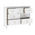 DAVA - Commode5 Tiroirs en Pin Massif Blanc
