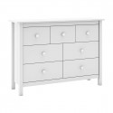 DAVA - Commode5 Tiroirs en Pin Massif Blanc