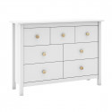 DAVA - Commode5 Tiroirs en Pin Massif Blanc
