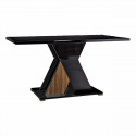 KADALA - Table 160x90cm Laquée Noir Décor Bois avec Pied Central en X
