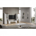 KADALA - Meuble TV Design 158cm Laqué Blanc Décor Bois avec Leds