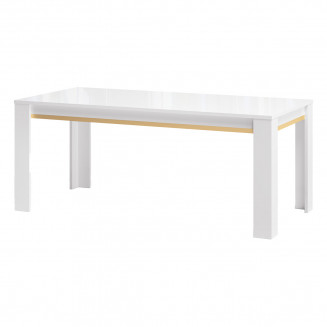 JEMMA - Table 160x90cm Laquée Blanc et Décor Doré