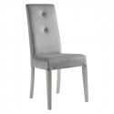 JEMMA - Lot de 2 Chaises Suédine Grise Détail Doré et Bois Gris