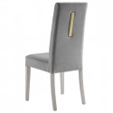 JEMMA - Lot de 2 Chaises Suédine Grise Détail Doré et Bois Gris