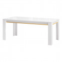 JEMMA - Ensemble Séjour Blanc Décor Doré Table 160cm + Buffet avec Leds