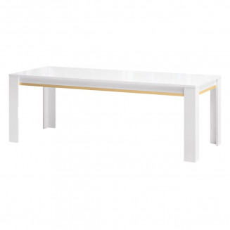 JEMMA - Table 190x90cm Laquée Blanc et Décor Doré