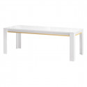 JEMMA - Ensemble Séjour Blanc Décor Doré Table 190cm + Vitrine avec Leds