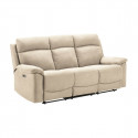 HUESCA - Ensemble 2 Canapés Fixe 2 Places et Relax Electrique Tissu Ivoire