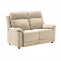 HUESCA - Ensemble 2 Canapés Fixe 2 Places et Relax Manuel Tissu Ivoire