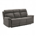 HUESCA - Ensemble 2 Canapés Fixe 2 Places et Relax Electrique Tissu Gris