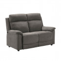 HUESCA - Ensemble 2 Canapés Fixe 2 Places et Relax Manuel Tissu Gris