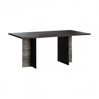 SEATTLE - Table 160cm Noire et Effet Métal Oxydé avec Pieds en Croix