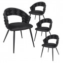 OSCAR - Lot de 4 Chaises en Velours Noir Pieds Métal Noir