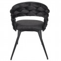 OSCAR - Lot de 4 Chaises en Velours Noir Pieds Métal Noir