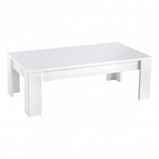 DENAE - Table Basse Rectangulaire L126cm Laquée Blanc Brillant