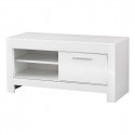 DENAE - Meuble TV 1 Porte L112cm Laqué Blanc Brillant