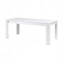 DENAE - Ensemble Séjour Laqué Blanc Brillant Table 190cm + Vitrine 4 Portes avec Leds