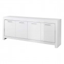 DENAE - Ensemble Séjour Laqué Blanc Brillant Table 190cm + Buffet 4 Portes