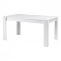 DENAE - Ensemble Séjour Laqué Blanc Brillant Table 160cm + Vitrine 4 Portes avec Leds