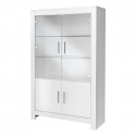 DENAE - Ensemble Séjour Complet Laqué Blanc Brillant Table 190cm + Buffet + Vitrine Leds