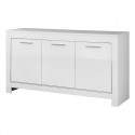 DENAE - Ensemble Salon Séjour Laqué Blanc Brillant Meuble TV + Buffet 3 Portes + Table 100cm