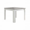 DENAE - Ensemble Salon Séjour Blanc et Gris Marbré Meuble TV + Buffet 3 Portes + Table 100cm