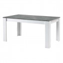 COLEOS - Table Rectangulaire 160x90cm Blanc et Gris Effet Béton