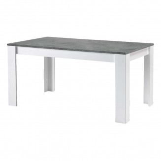 COLEOS - Table Rectangulaire 160x90cm Blanc et Gris Effet Béton