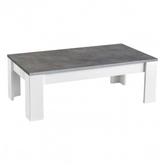 COLEOS - Table Basse L126cm Blanc et Gris Effet Béton