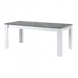 COLEOS - Table Rectangulaire 190x90cm Blanc et Gris Effet Béton