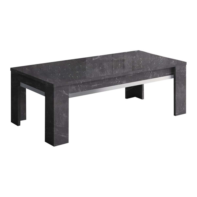 GUEDA - Table Basse Effet Marbre Anthracite Finition Argent