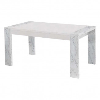 PRAVA - Table Rectangulaire 160x90cm Laquée Blanc et Effet Marbre