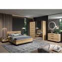 GAMMA - Chambre Lit 180x200 avec 2 Chevets Commode et Armoire Aspect Bois