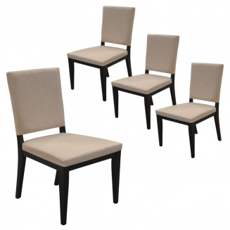 MANTA - Lot de 4 Chaises Suédine Taupe et Bois Gris Anthracite