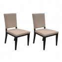 MANTA - Lot de 2 Chaises Suédine Taupe et Bois Gris Anthracite