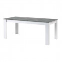 COLEOS - Ensemble Salon Séjour Blanc et Gris Béton Meuble TV + Buffet 2 Portes + Table 190cm