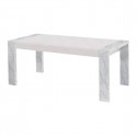 PRAVA - Ensemble Séjour Blanc et Effet Marbre Table 190cm + Buffet avec Leds