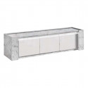 PRAVA - Ensemble Salon Blanc et Effet Marbre Meuble TV et Buffet avec Leds + Table Basse