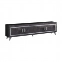 GUEDA - Ensemble Salon Effet Marbre Anthracite Meuble TV + Buffet avec Leds + Table Basse