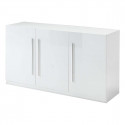 CLARK - Ensemble Séjour Laqué Blanc Table 160cm + Buffet 3 Portes