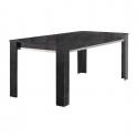 GUEDA - Ensemble Séjour Effet Marbre Anthracite Table 160cm + Buffet avec Leds