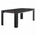 GUEDA - Ensemble Séjour Effet Marbre Anthracite Table 190cm + Buffet avec Leds