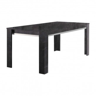 GUEDA - Table 160x90cm Effet Marbre Anthracite Finition Argent