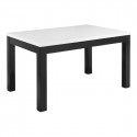 DEYTON - Table Rectangulaire 138x80cm Laquée Noir et Blanc Brillant