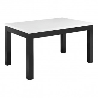 DEYTON - Table Rectangulaire 138x80cm Laquée Noir et Blanc Brillant