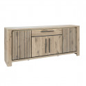 RODIN - Buffet 4 Portes et 1 Tiroir avec Led Aspect Bois Finition Canyon