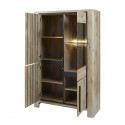 RODIN - Argentier 4 Portes avec Led Aspect Bois Finition Canyon