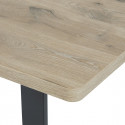 CANYON - Table Repas Coins Arrondis 200cm Aspect Bois Piètement X Métal Noir