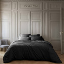 DALIA - Housse de Couette 240x220cm 100 % Viscose de Bambou Noire